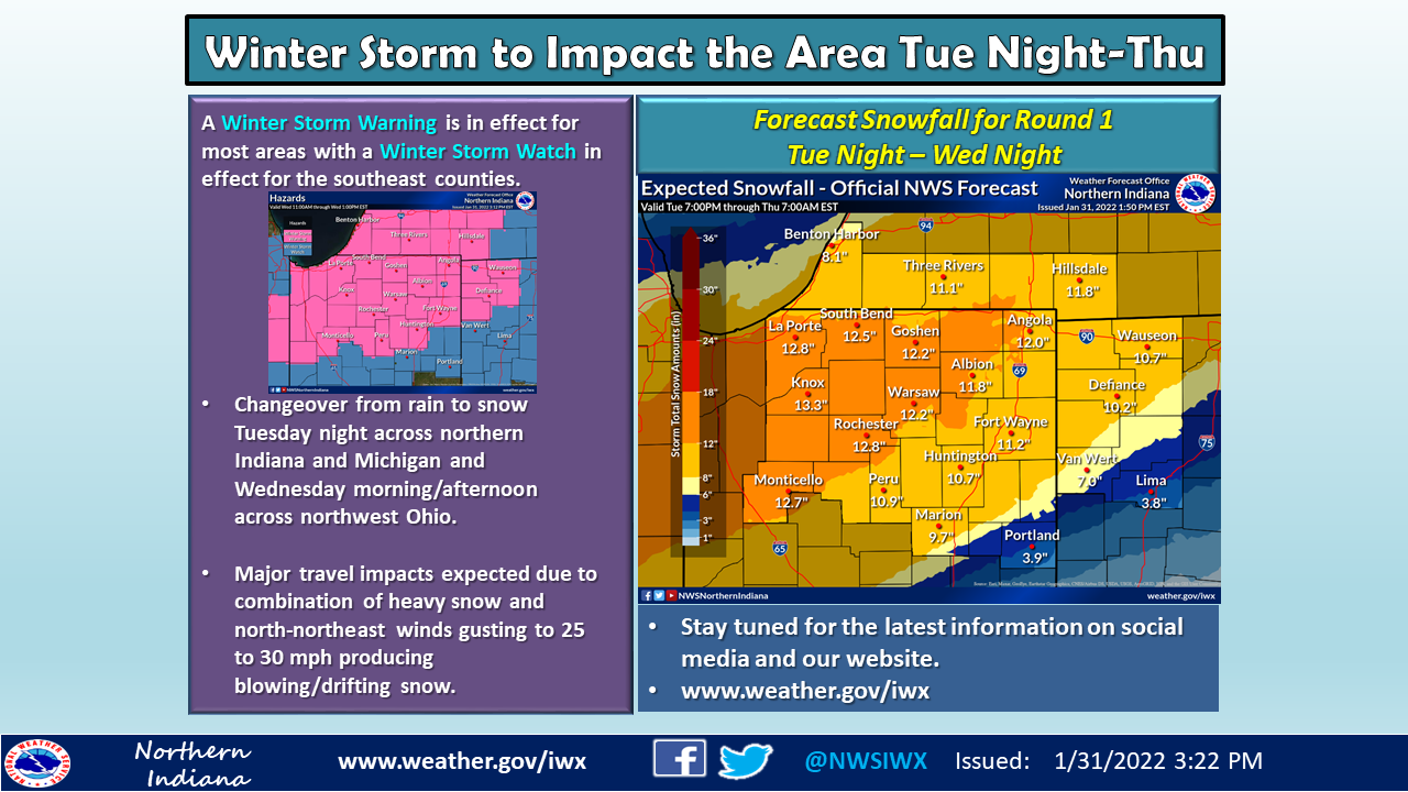Winter Storm Warnings issued for the area