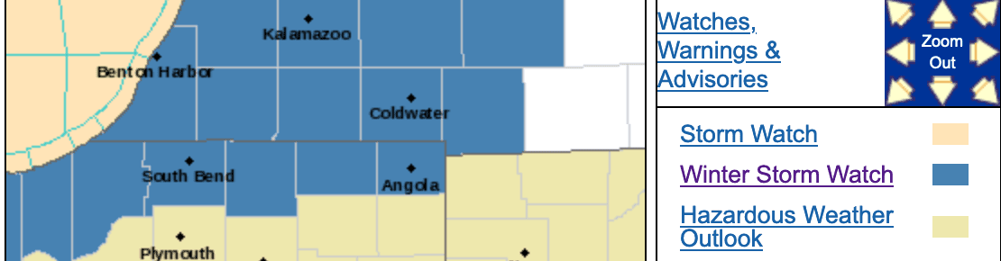 Winter Storm Watch issued by National Weather Service