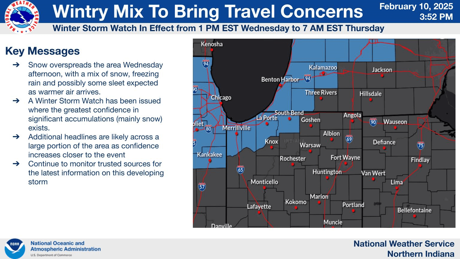 Winter Storm Watch for portions of northwest Indiana
