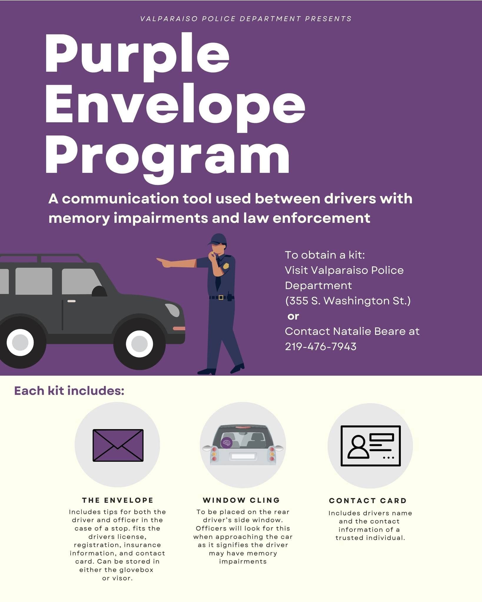 Valparaiso Police Department introduces Purple Envelope Program