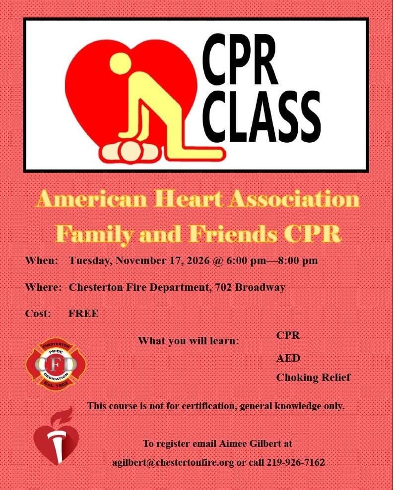 Chesterton Fire Department offering free CPR class Nov. 17